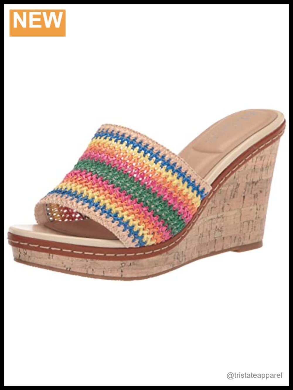 Wedge Sandal with Textile Detail and Cork Material